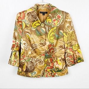 LAFAYETTE 148 New York Floral Cropped Bell Sleeves Lined Blazer Jacket, Size 2